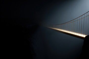 Fototapeta premium 3D render of a golden bridge over a dark abyss, overcoming challenges