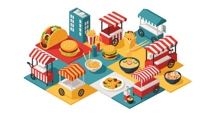 Naklejka premium A vibrant, clean isometric illustration of a hand truck suggests logistical efficiency and forward momentum, ideal for marketing materials or website 