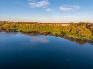 Naklejka premium Aerial view of Fairlands Valley Park in Stevenage. England
