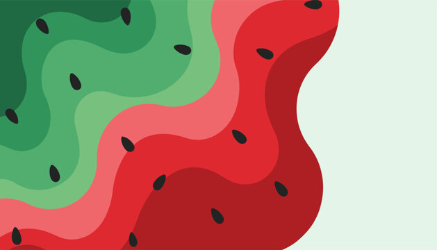 Watermelon Inspired Abstract Banner with Fresh Red Green Waves and Playful Summer Vibe