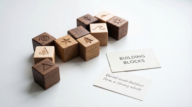 Minimal Wood Blocks Composition on Clean Surface s1