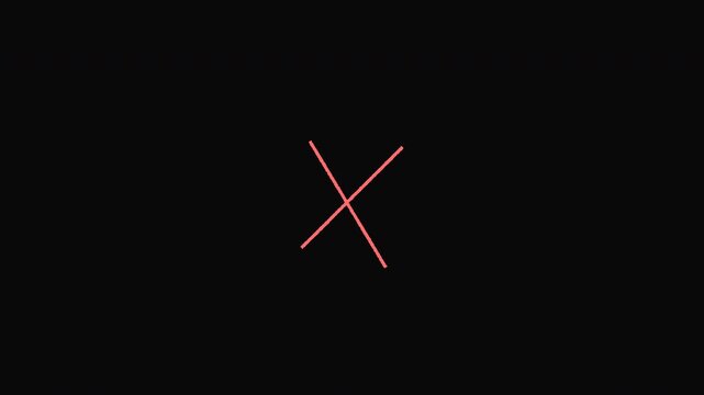 Hand drawn red marker cross icon animation renders a vibrant sketchy X symbol to visualize incorrectness and error in cinematic motion graphics.