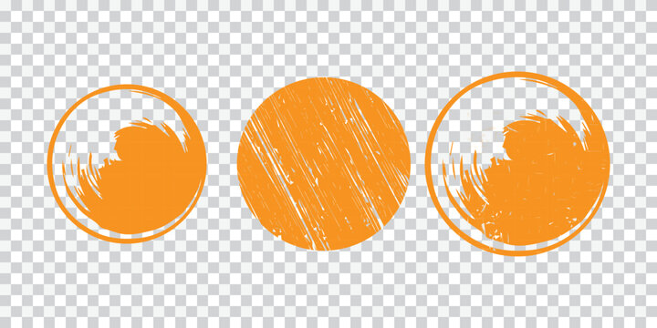 Grunge Circle Stamp Set Vector, Round Ink Stamp Collection, Distressed Badge Seal Shapes Isolated on White Background