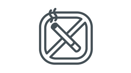 No Smoking Sign Vector Icon Illustration. Minimalist Black Line Art Symbol Representing Smoking Prohibited Area, Health Warning, and Public Safety Regulation for Indoor and Outdoor Use. © Amna