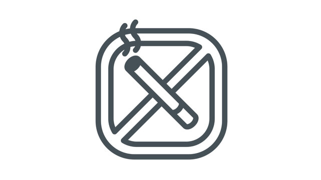 No Smoking Sign Vector Icon Illustration. Minimalist Black Line Art Symbol Representing Smoking Prohibited Area, Health Warning, and Public Safety Regulation for Indoor and Outdoor Use.
