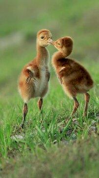 Cutest Little Florida Sandhill Crane Colt Slomo Slow Motion Fight Battle