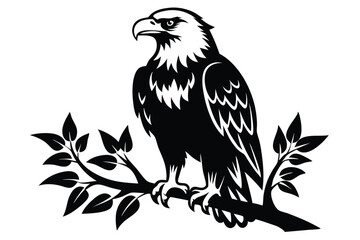 Obraz premium eagle bird silhouette line art vector illustration with a white background