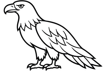 Obraz premium eagle bird silhouette line art vector illustration with a white background