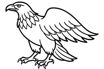 Obraz premium eagle bird silhouette line art vector illustration with a white background
