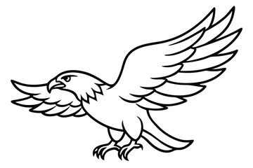Obraz premium eagle bird silhouette line art vector illustration with a white background
