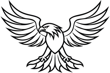 Obraz premium eagle bird silhouette line art vector illustration with a white background