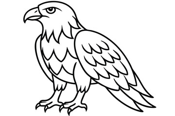 Obraz premium eagle bird silhouette line art vector illustration with a white background