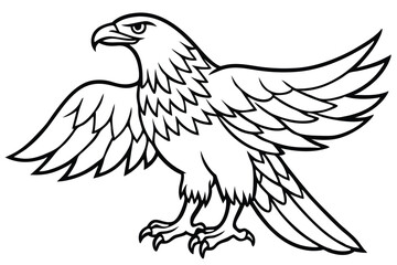 Obraz premium eagle bird silhouette line art vector illustration with a white background