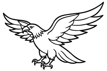 Obraz premium eagle bird silhouette line art vector illustration with a white background