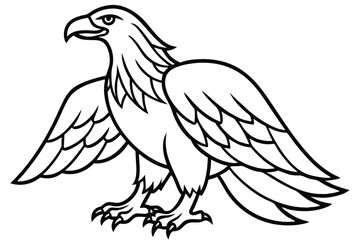 Obraz premium eagle bird silhouette line art vector illustration with a white background