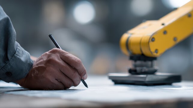AI robot assisting engineer calculate structural measurements digitally