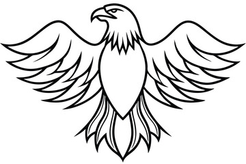 Obraz premium eagle bird silhouette line art vector illustration with a white background