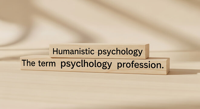 Wooden blocks with text humanistic psychology and the term psychology profession spelling out concepts related to mental health and behavioral science