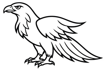Obraz premium eagle bird silhouette line art vector illustration with a white background