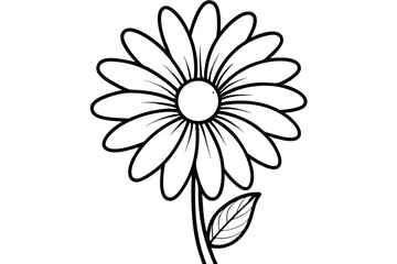 Fototapeta premium daisy flower silhouette line art vector illustration with a white background
