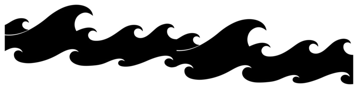 Rolling ocean waves pattern with stylized sea curves in modern flat style