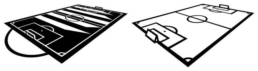 Soccer field perspective view in minimalist black and white silhouette style © Katarzyna
