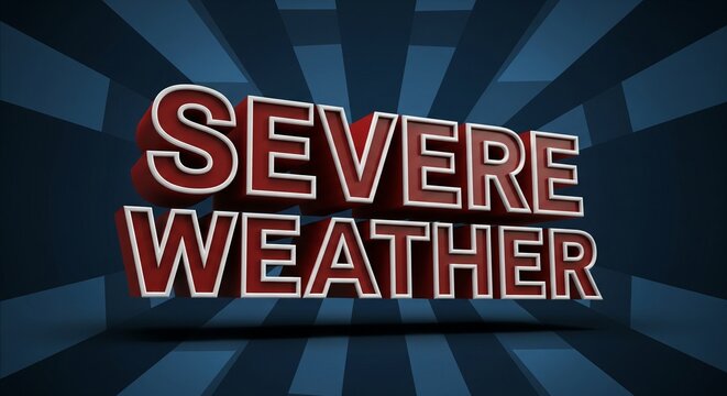 Dramatic 3D Text "Severe Weather" with Textured Background, Warning and Danger Concept
