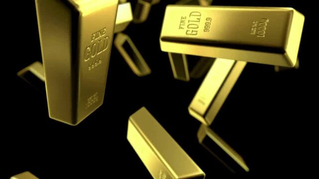 3d gold bars animation