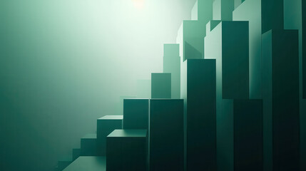 Obraz premium Shapes rise in a soft light creating a simple structure in a misty space