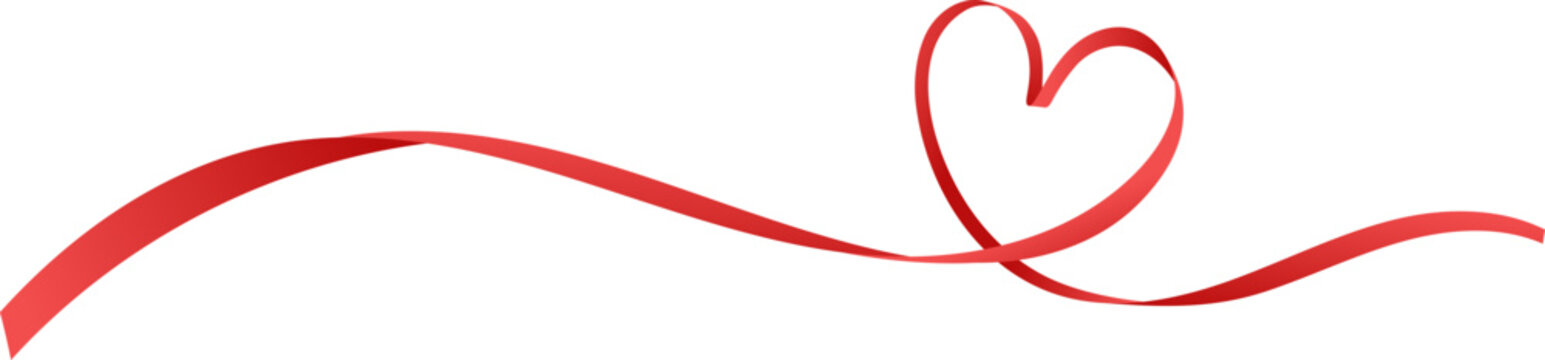 red ribbon forming heart shape vector illustation