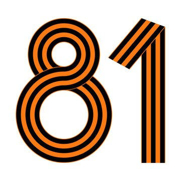number 81 ribbon of saint george bow, victory day symbol