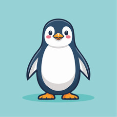 Obraz premium Cute cartoon penguin standing alone.
