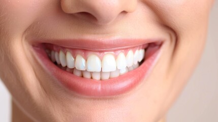 Fototapeta premium Bright smile radiates joy and confidence in a close-up portrait against a soft background