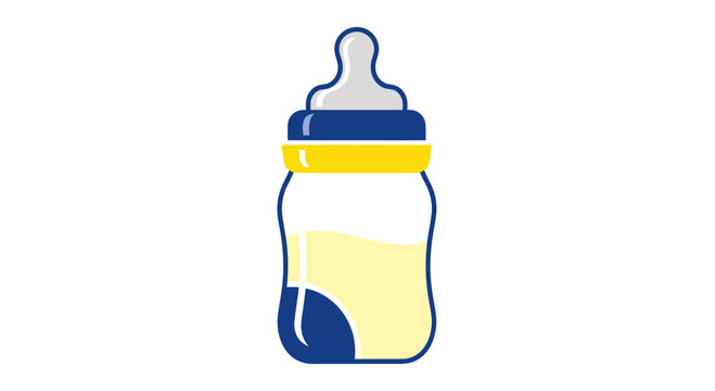 Baby feeding bottle with yellow liquid