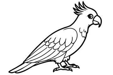 Obraz premium cockatoo bird silhouette line art vector illustration with a white background