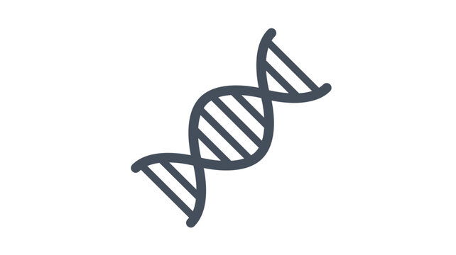 DNA Double Helix Vector Icon Illustration. Minimalist Black Line Art Symbol Representing Genetic Research, Biology, Science, and Heredity. Scalable Graphic for Medical and Scientific Projects.