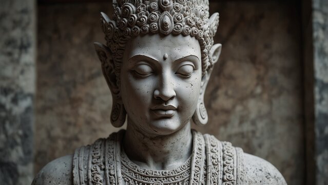 Statue of woman with crown on her head, fantasy style digital art - Generative AI