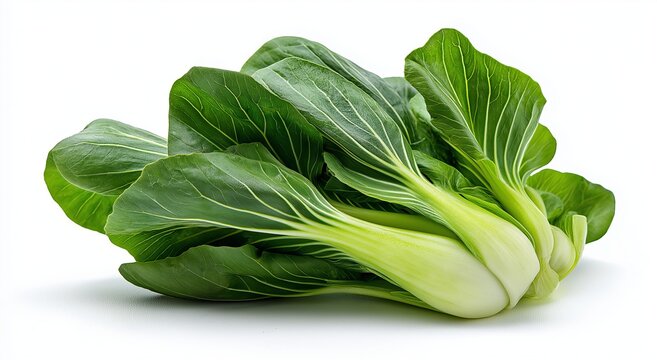 Fresh green pak choi vegetable isolated on a clean white background bok choy chinese cabbage leafy green