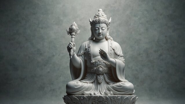 White statue sitting on top of table, digital art illustration - Generative AI