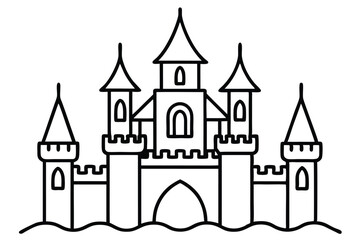 Obraz premium castle silhouette line art vector illustration with a white background