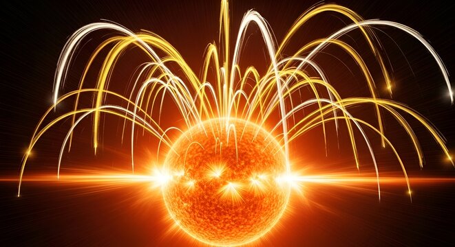 Fiery Solar Flare Erupting from Sun's Surface, Cosmic Energy Burst