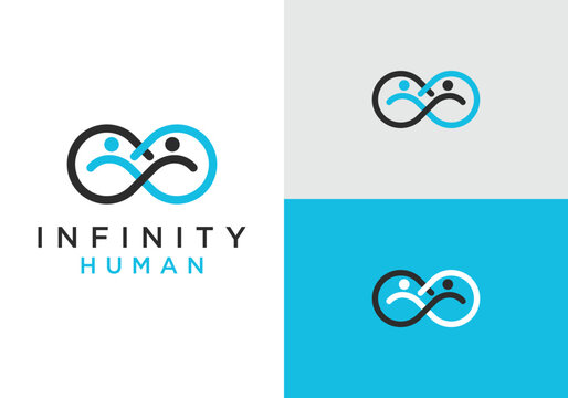 Infinity Human Logo Design Symbolizing Connection and Collaboration.