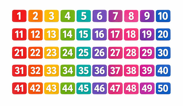 Colorful Numbers for Education: A vibrant and visually appealing collection of numbers, presented in a spectrum of colors, designed for educational purposes, numeracy, and mathematical concepts.