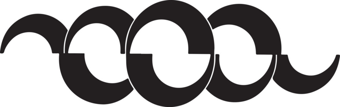 Black crescent moon shapes, lunar cycle icons, vector graphics, astronomy symbols