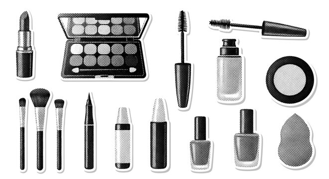 Cosmetic Collection: Halftone Style Beauty Products 