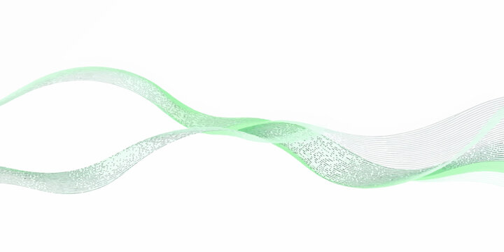 Abstract green wave background with flowing blue curves and light motion lines creates a modern vector technology illustration for a web wallpaper design pattern
