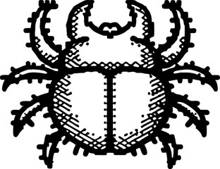 Fototapeta premium vintage scarab beetle illustration with detailed line art and ancient symbolism design