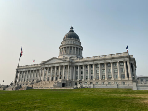 Lawn in front of the Utah State Capitol Building, Salt Lake City, Utah, USA