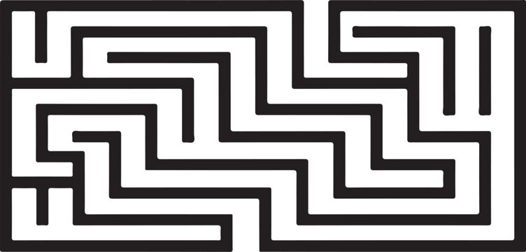 Black and white maze, geometric pattern, abstract design, vector illustration