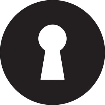 Keyhole icon, black circle, white keyhole symbol, security access vector